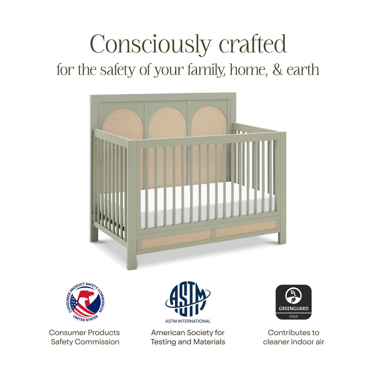 M24801FSPSEW,Namesake,Eloise 4-in-1 Convertible Crib in French Sage and Performance Sand Eco-Weave