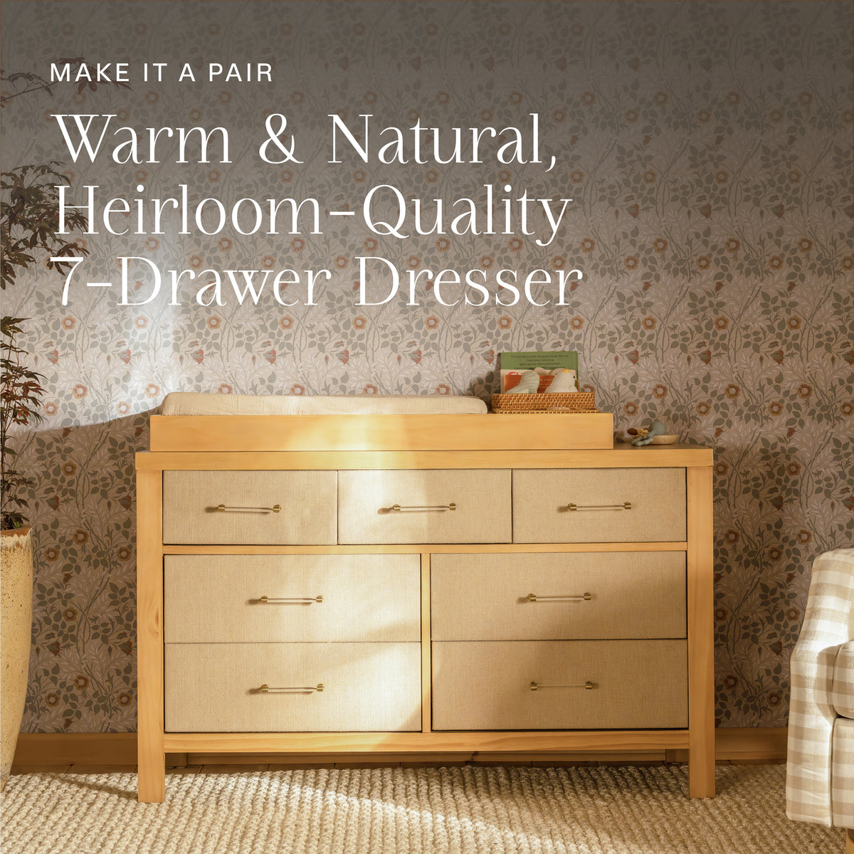 M24801HYPSEW,Namesake,Eloise 4-in-1 Convertible Crib in Honey & Performance Sand Eco-Weave
