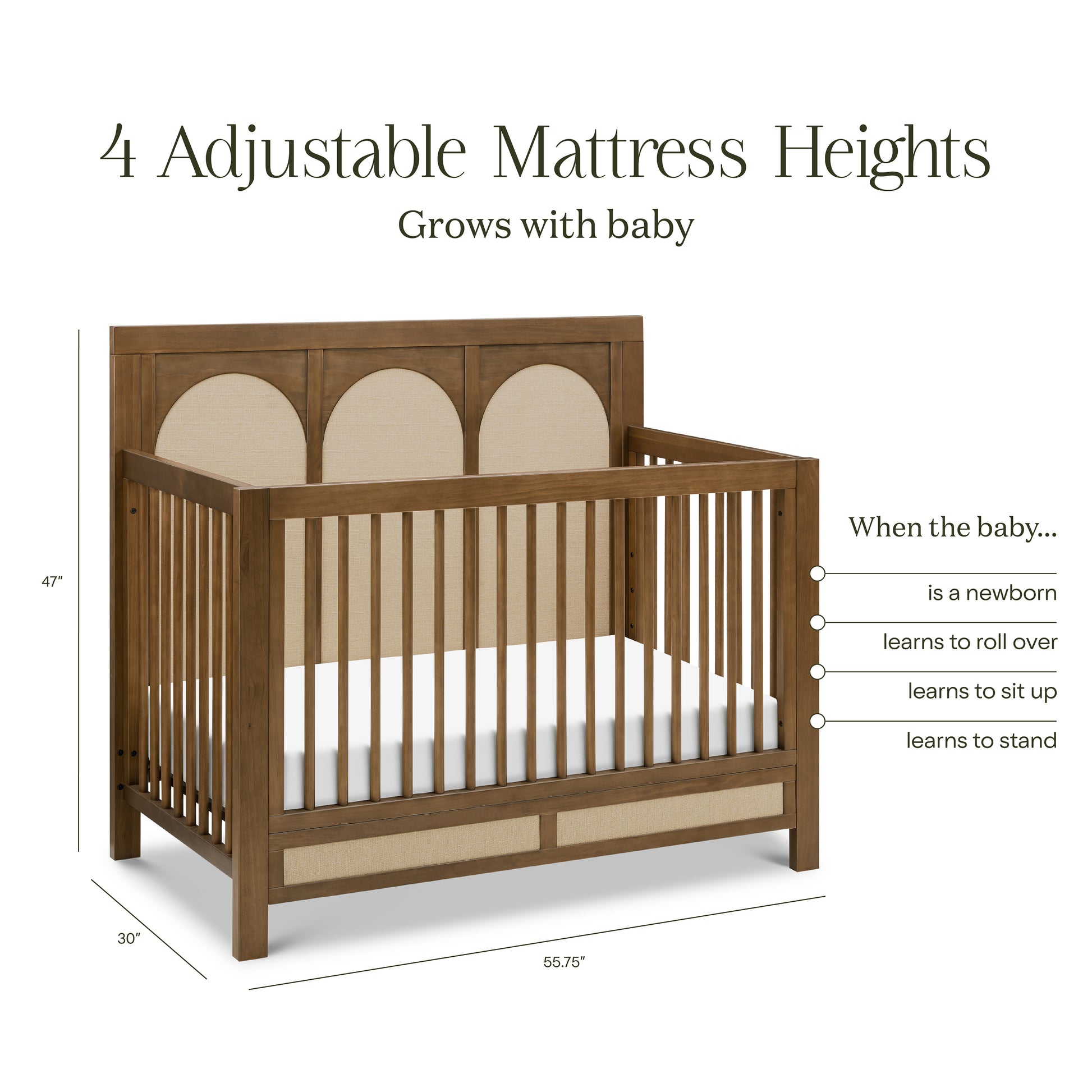 M24801NLPSEW,Namesake,Eloise 4-in-1 Convertible Crib in Natural Walnut & Performance Sand Eco-Weave