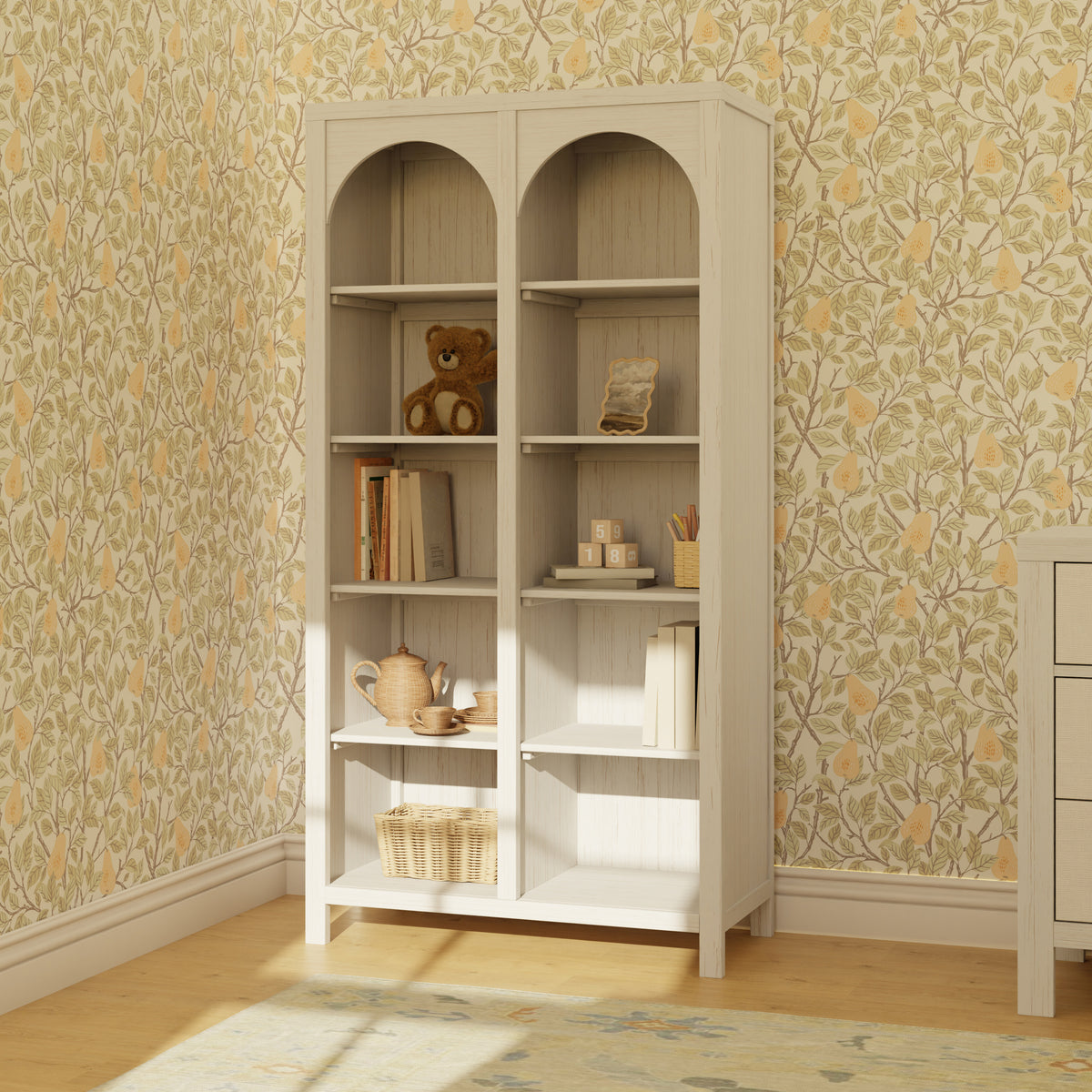 M24814WDF,Namesake,Eloise Bookcase  Assembled in White Driftwood