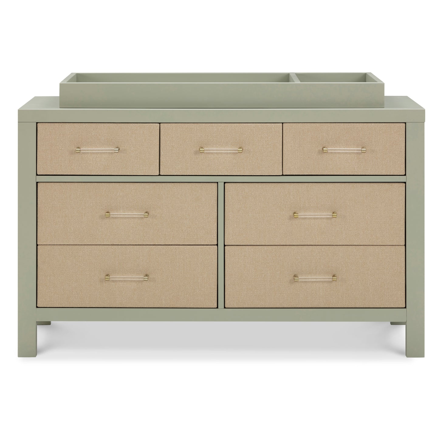 M24816FSPSEW,Namesake,Eloise 7-Drawer Assembled Dresser in French Sage and Performance Sand Eco-Weave