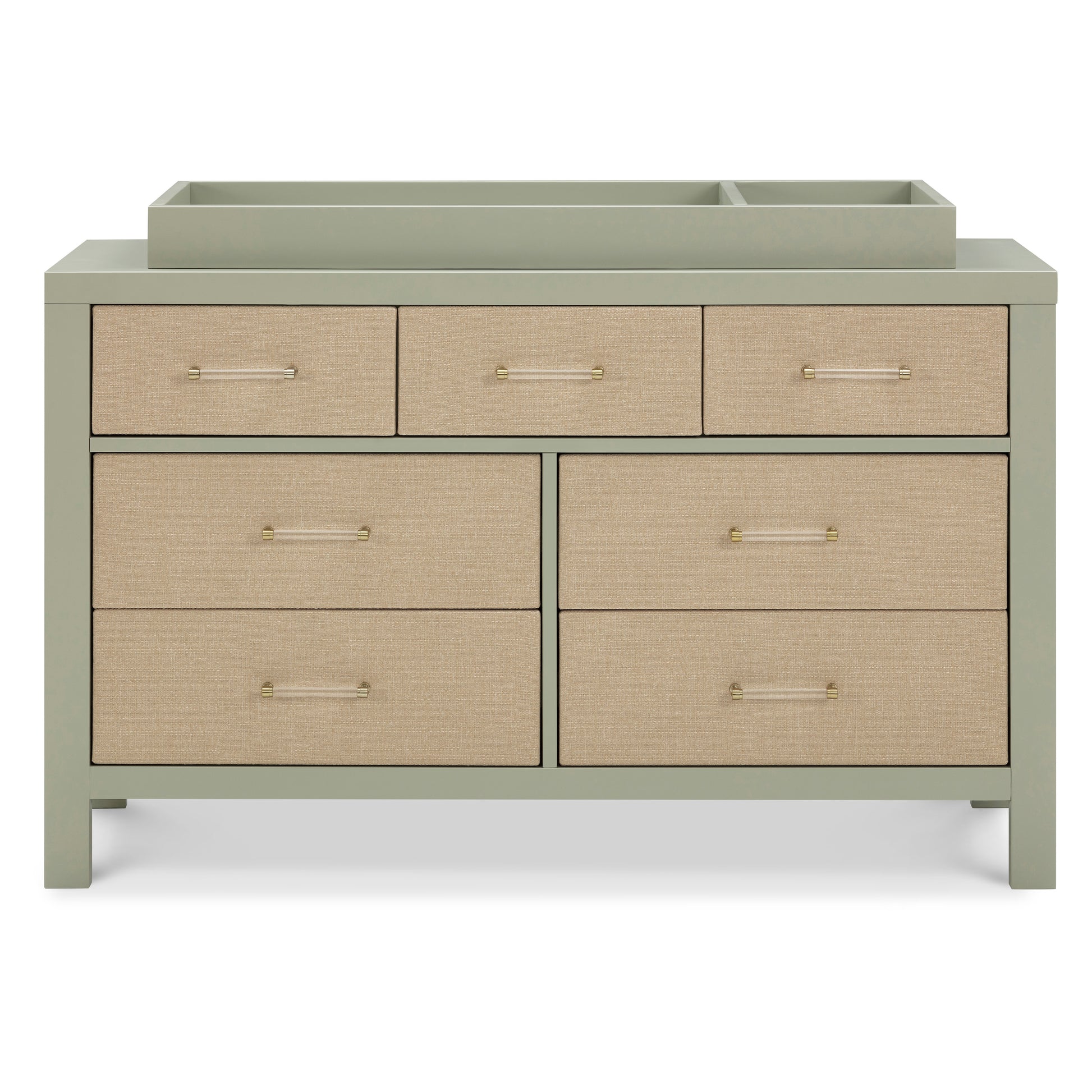 M24816FSPSEW,Namesake,Eloise 7-Drawer Assembled Dresser in French Sage and Performance Sand Eco-Weave