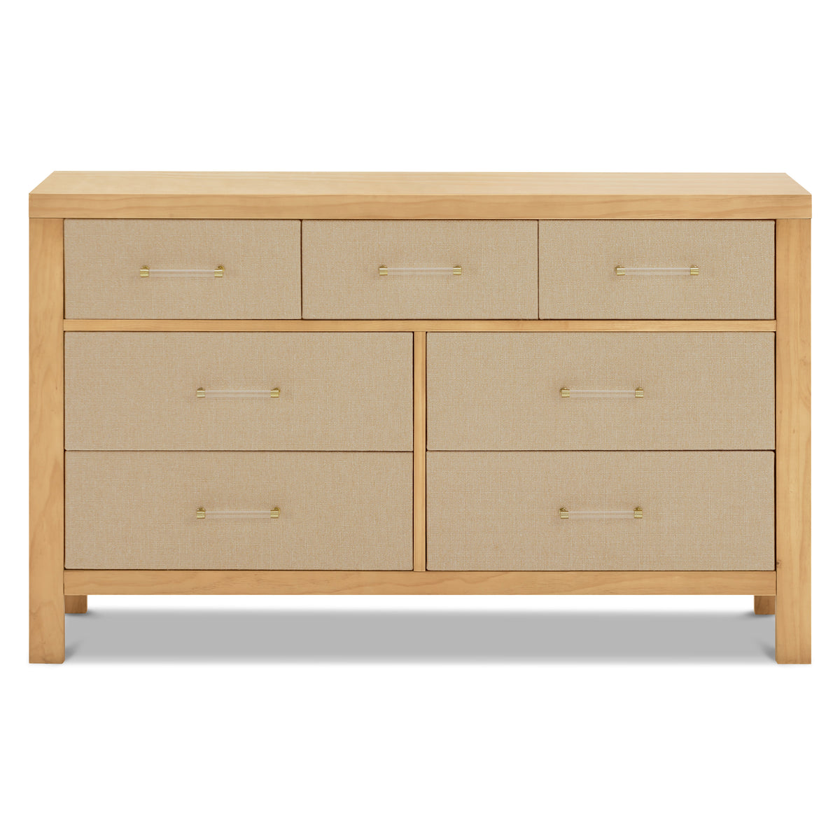 M24816HYPSEW,Namesake,Eloise 7-Drawer Assembled Dresser in Honey & Performance Sand Eco-Weave