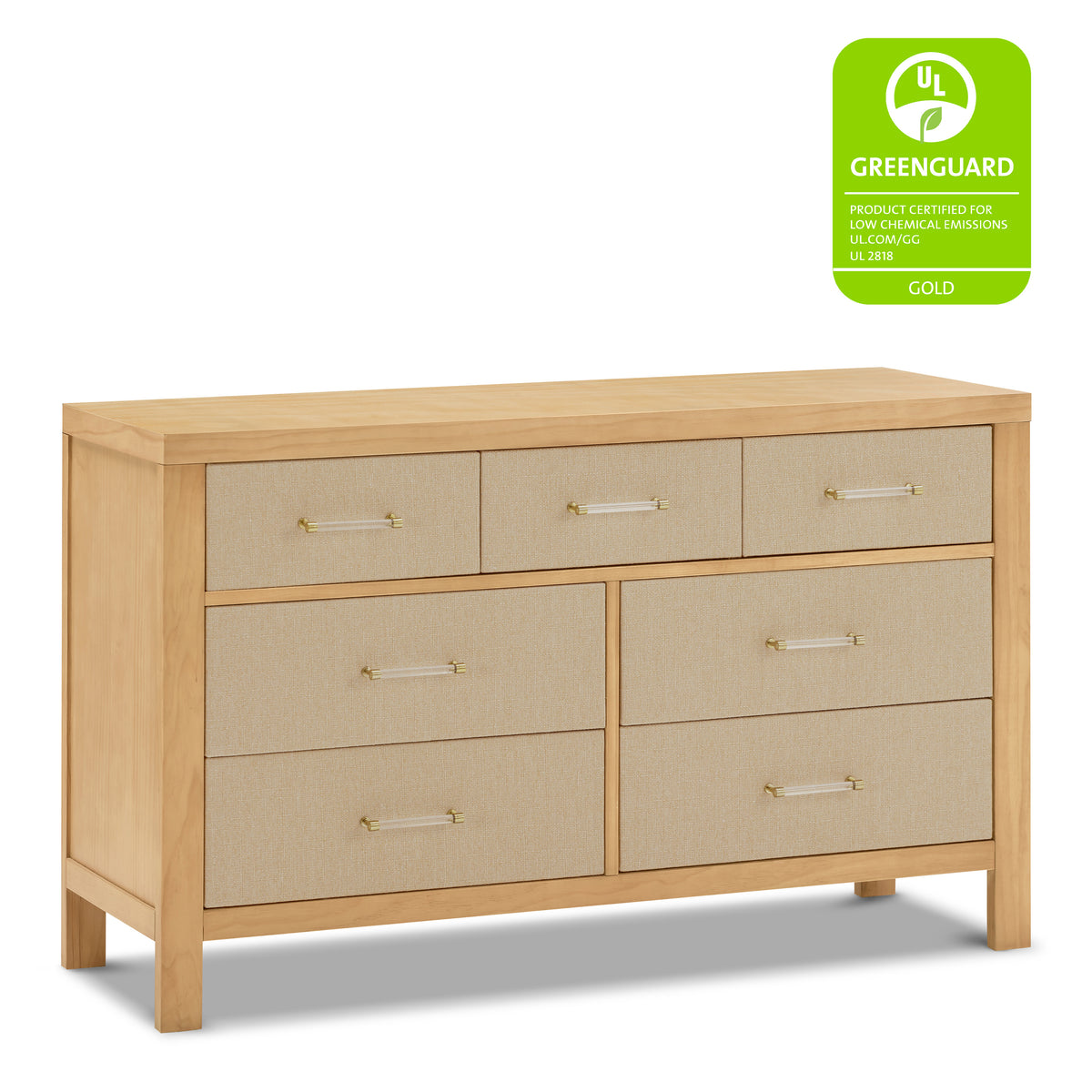 M24816HYPSEW,Namesake,Eloise 7-Drawer Assembled Dresser in Honey & Performance Sand Eco-Weave