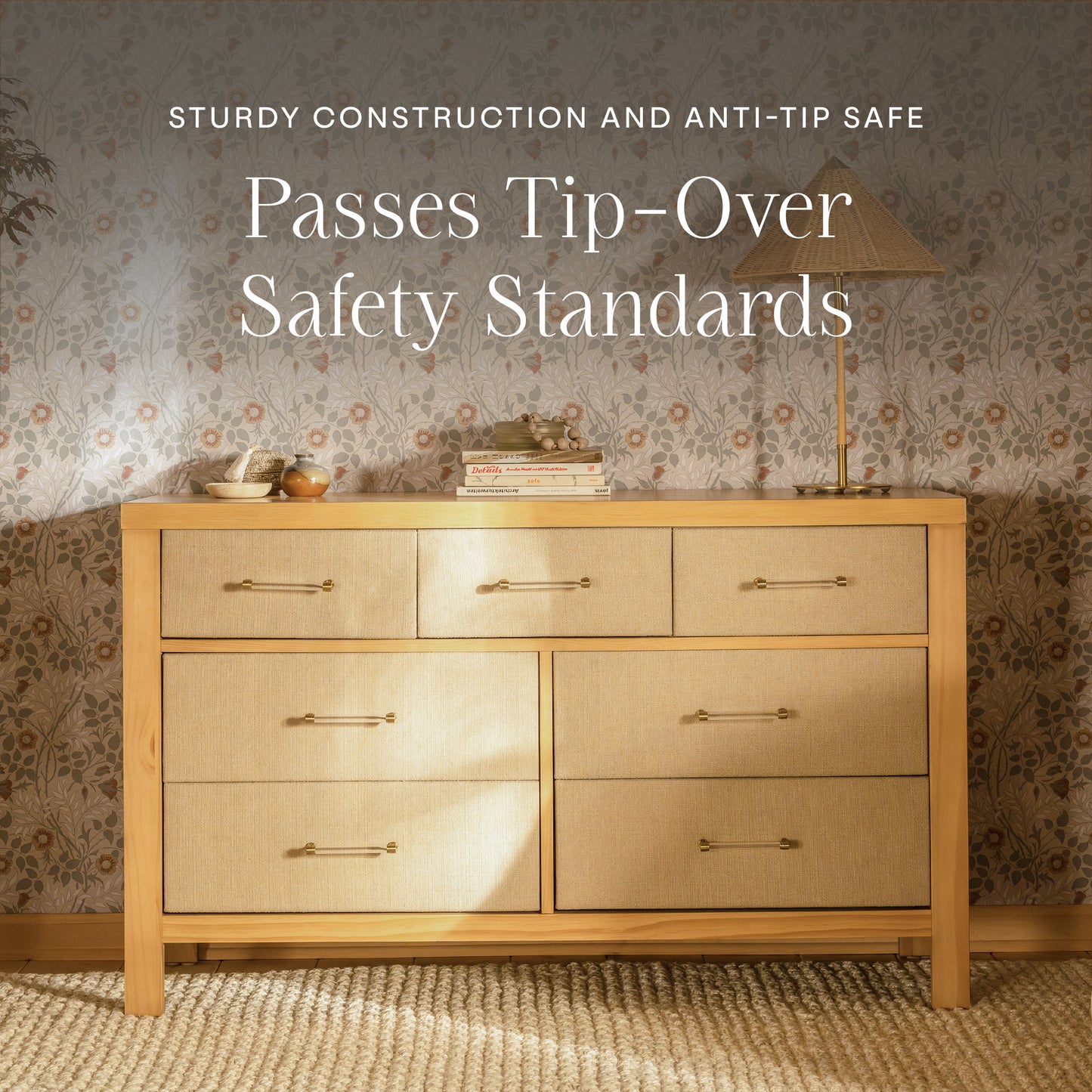 M24816HYPSEW,Namesake,Eloise 7-Drawer Assembled Dresser in Honey & Performance Sand Eco-Weave