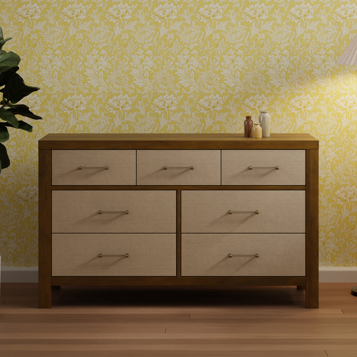 M24816NLPSEW,Namesake,Eloise 7-Drawer Assembled Dresser in Natural Walnut & Performance Sand Eco-Weave