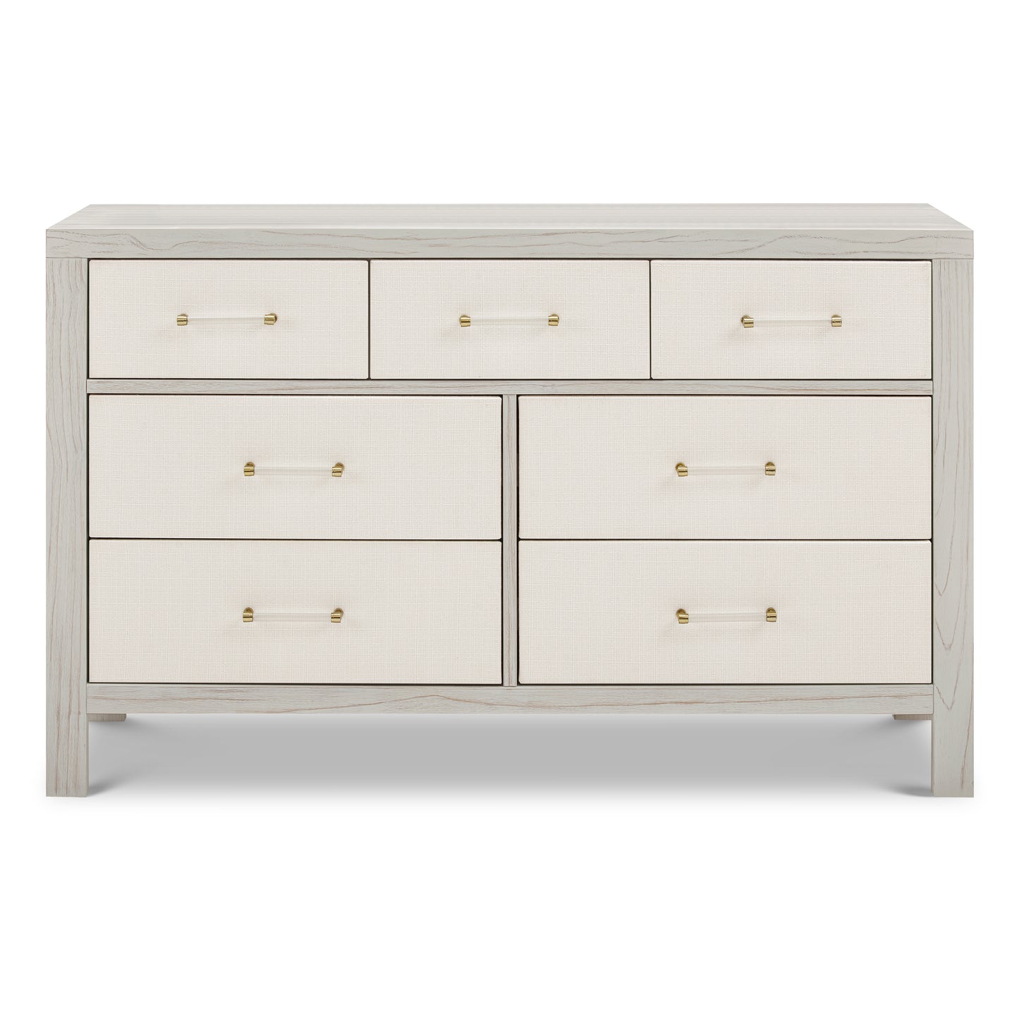 M24816WDFPEW,Namesake,Eloise 7-Drawer Assembled Dresser in White Driftwood and Performance Pearl Eco-Weave
