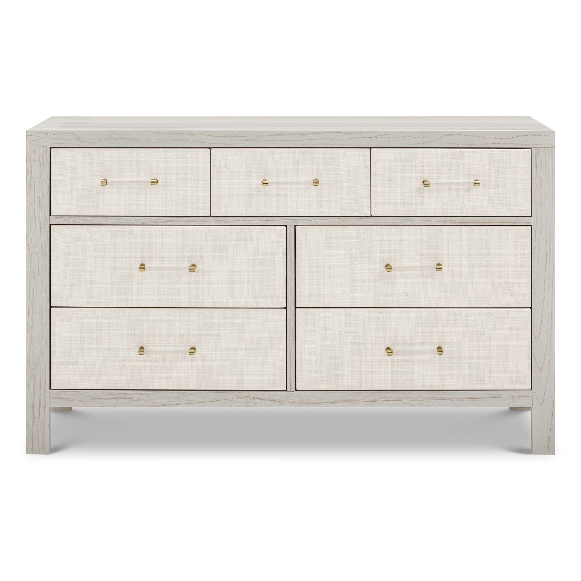 M24816WDFPEW,Namesake,Eloise 7-Drawer Assembled Dresser in White Driftwood and Performance Pearl Eco-Weave