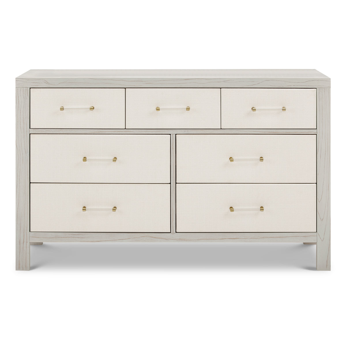 M24816WDFPEW,Namesake,Eloise 7-Drawer Assembled Dresser in White Driftwood and Performance Pearl Eco-Weave
