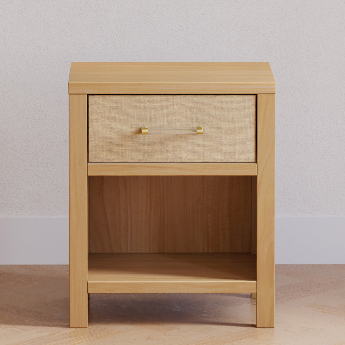 M24860HYPSEW,Namesake,Eloise Nightstand  Assembled in Honey & Performance Sand Eco-Weave