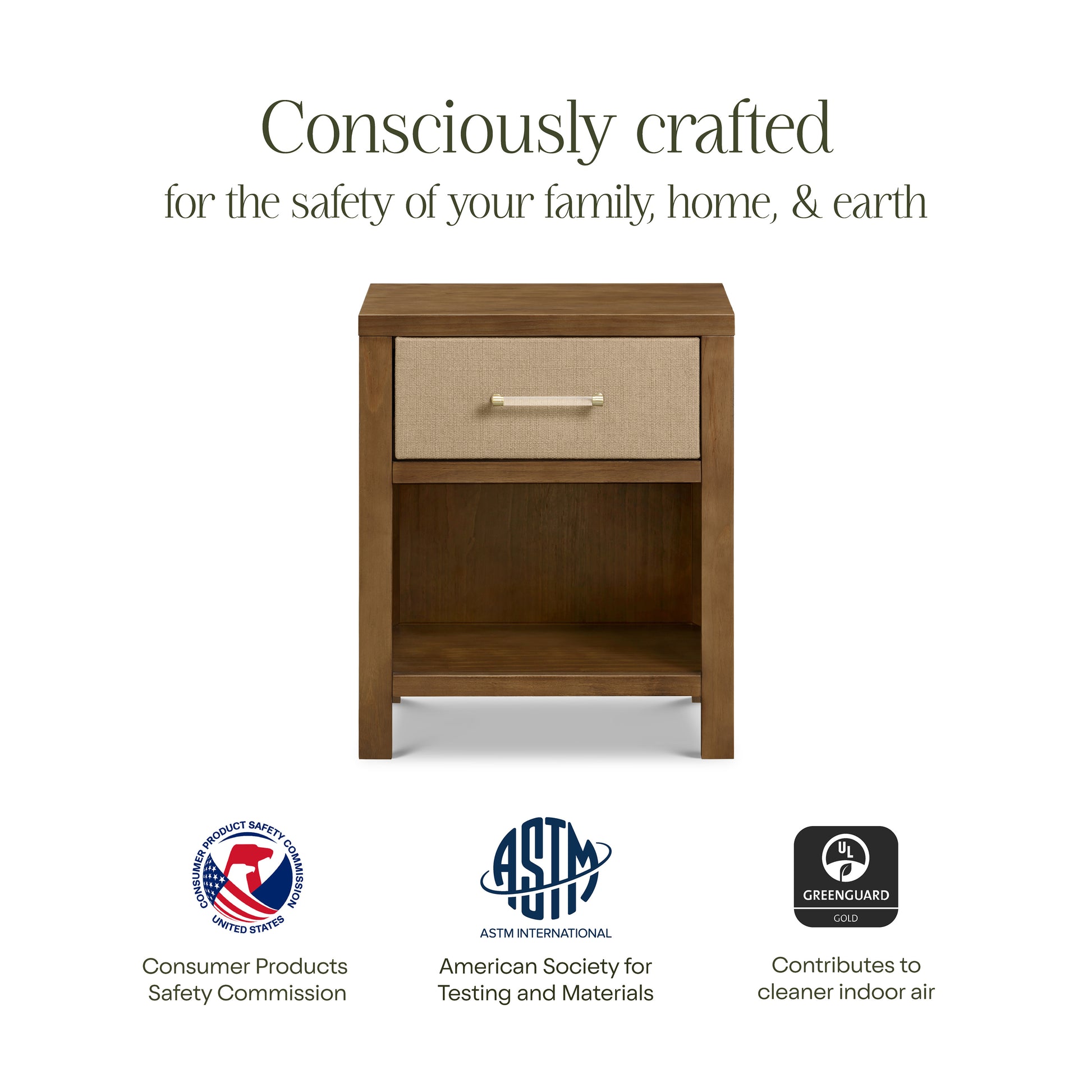 M24860NLPSEW,Namesake,Eloise Nightstand  Assembled in Natural Walnut & Performance Sand Eco-Weave