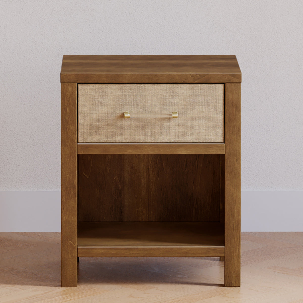 M24860NLPSEW,Namesake,Eloise Nightstand  Assembled in Natural Walnut & Performance Sand Eco-Weave