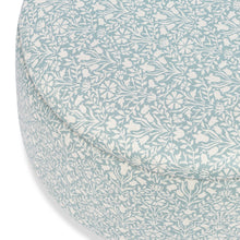 M30985BPBDF,Namesake,Morris & Co. x Namesake Tuffet Storage Ottoman Bellflowers in Powdered Blue w/DarkWood Ball Feet