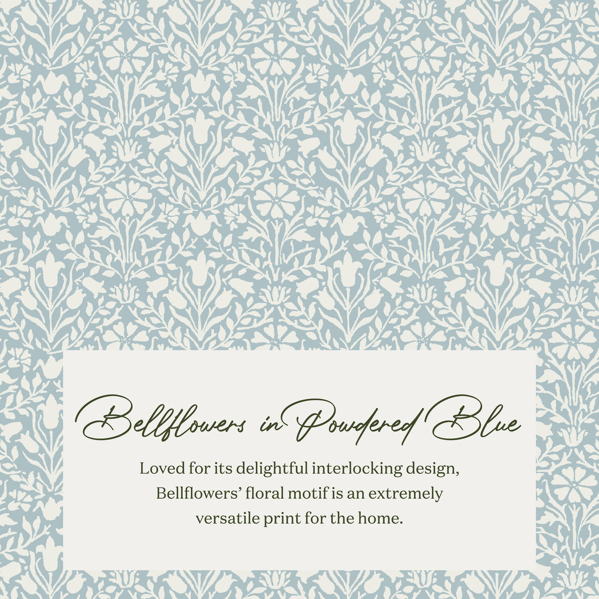 M30985BPBDF,Namesake,Morris & Co. x Namesake Tuffet Storage Ottoman Bellflowers in Powdered Blue w/DarkWood Ball Feet