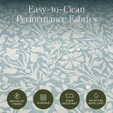 M30985BPBDF,Namesake,Morris & Co. x Namesake Tuffet Storage Ottoman Bellflowers in Powdered Blue w/DarkWood Ball Feet