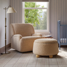 M30985CSGHF,Namesake,Tuffet Storage Ottoman in Chai Shearling w/Honey Ball Feet