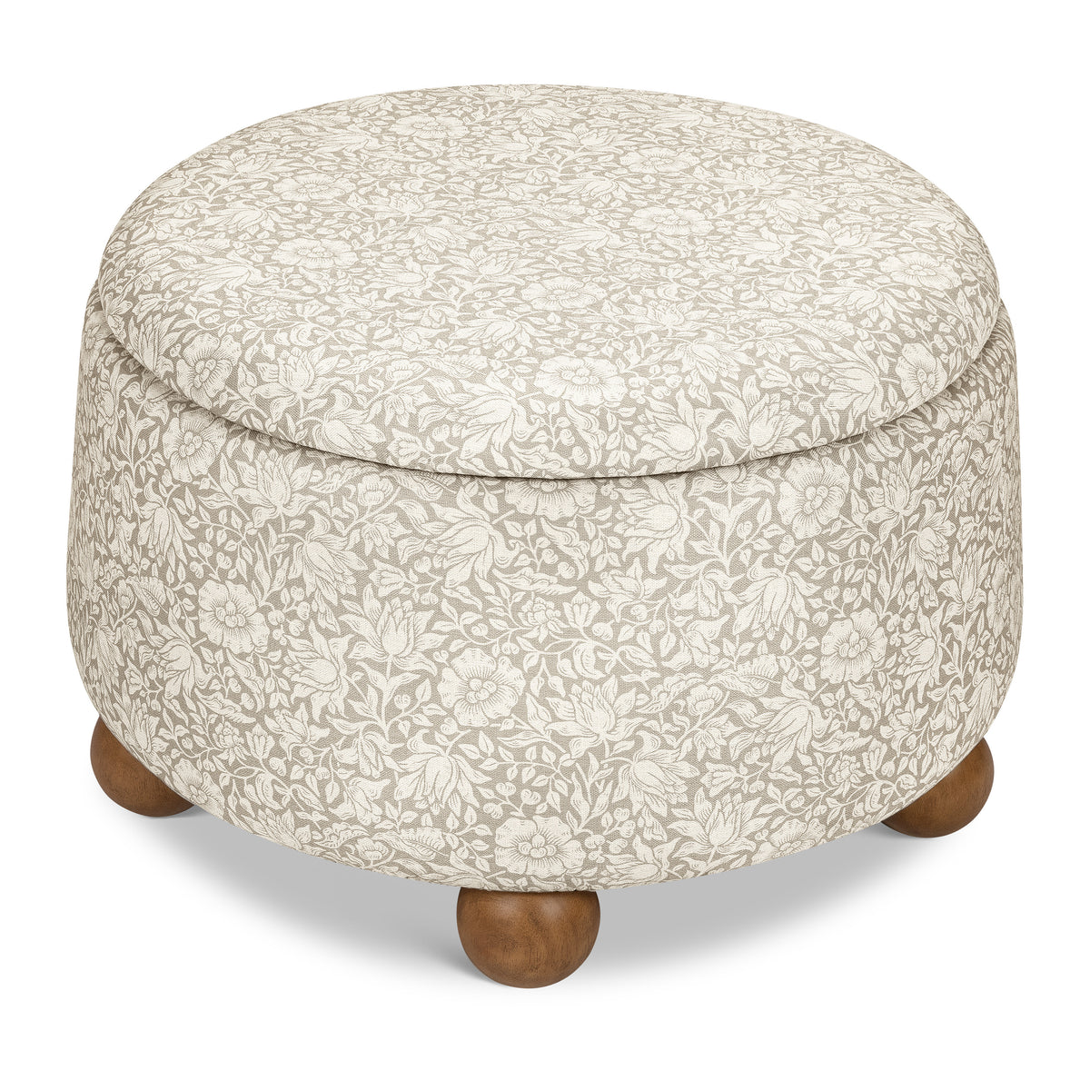 M30985MADF,Namesake,Morris & Co. x Namesake Tuffet Storage Ottoman Mallow in Ash w/ Dark Wood Ball Feet