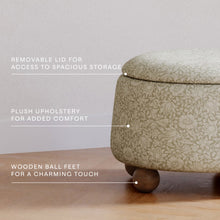M30985MADF,Namesake,Morris & Co. x Namesake Tuffet Storage Ottoman Mallow in Ash w/ Dark Wood Ball Feet