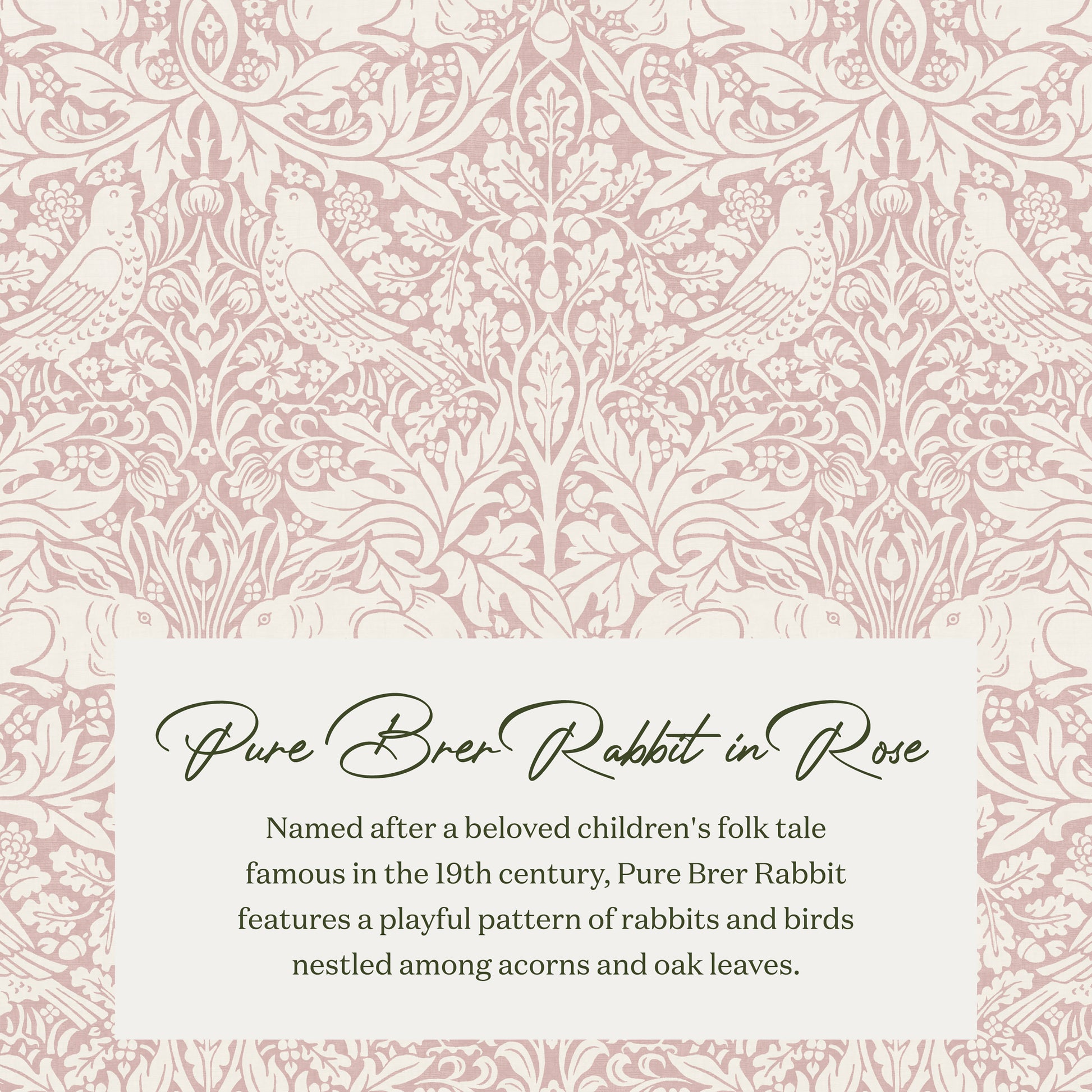 M30985PBRRDF,Namesake,Morris & Co. x Namesake Tuffet Storage Ottoman Pure Brer Rabbit in Rose w/Dark Wood Ball Feet