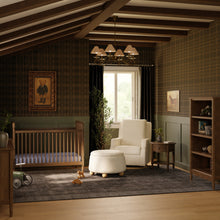 M30985PWBHF,Namesake,Tuffet Storage Ottoman in Performance Ivory Boucle w/Honey Ball Feet