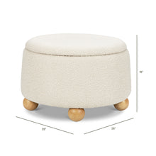 M30985PWBHF,Namesake,Tuffet Storage Ottoman in Performance Ivory Boucle w/Honey Ball Feet