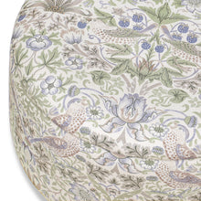 M30985TTFTDF,Namesake,Morris & Co. x Namesake Tuffet Storage Ottoman Strawberry Thief in Fig&Thyme w/DarkWood Ball Feet