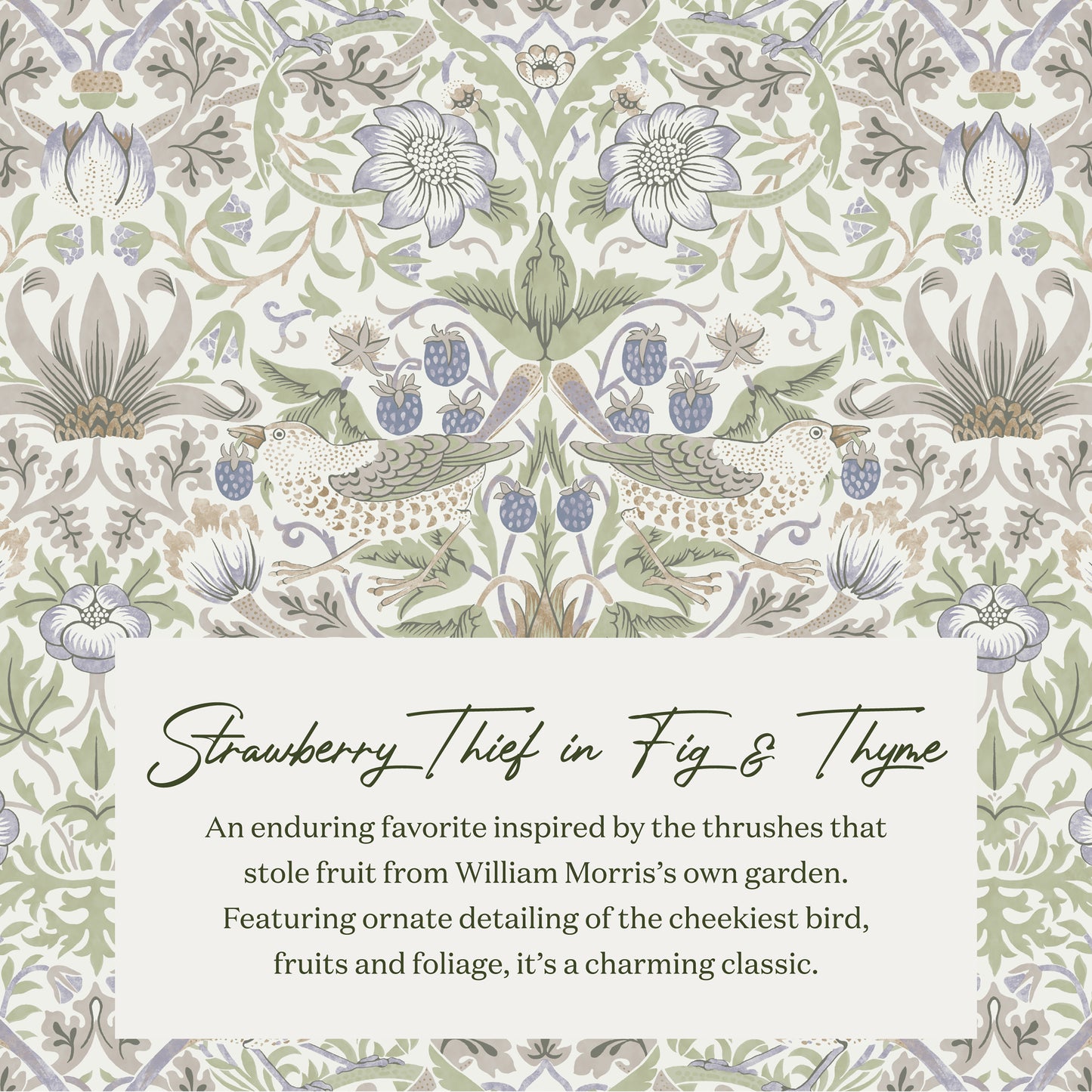 M30985TTFTDF,Namesake,Morris & Co. x Namesake Tuffet Storage Ottoman Strawberry Thief in Fig&Thyme w/DarkWood Ball Feet