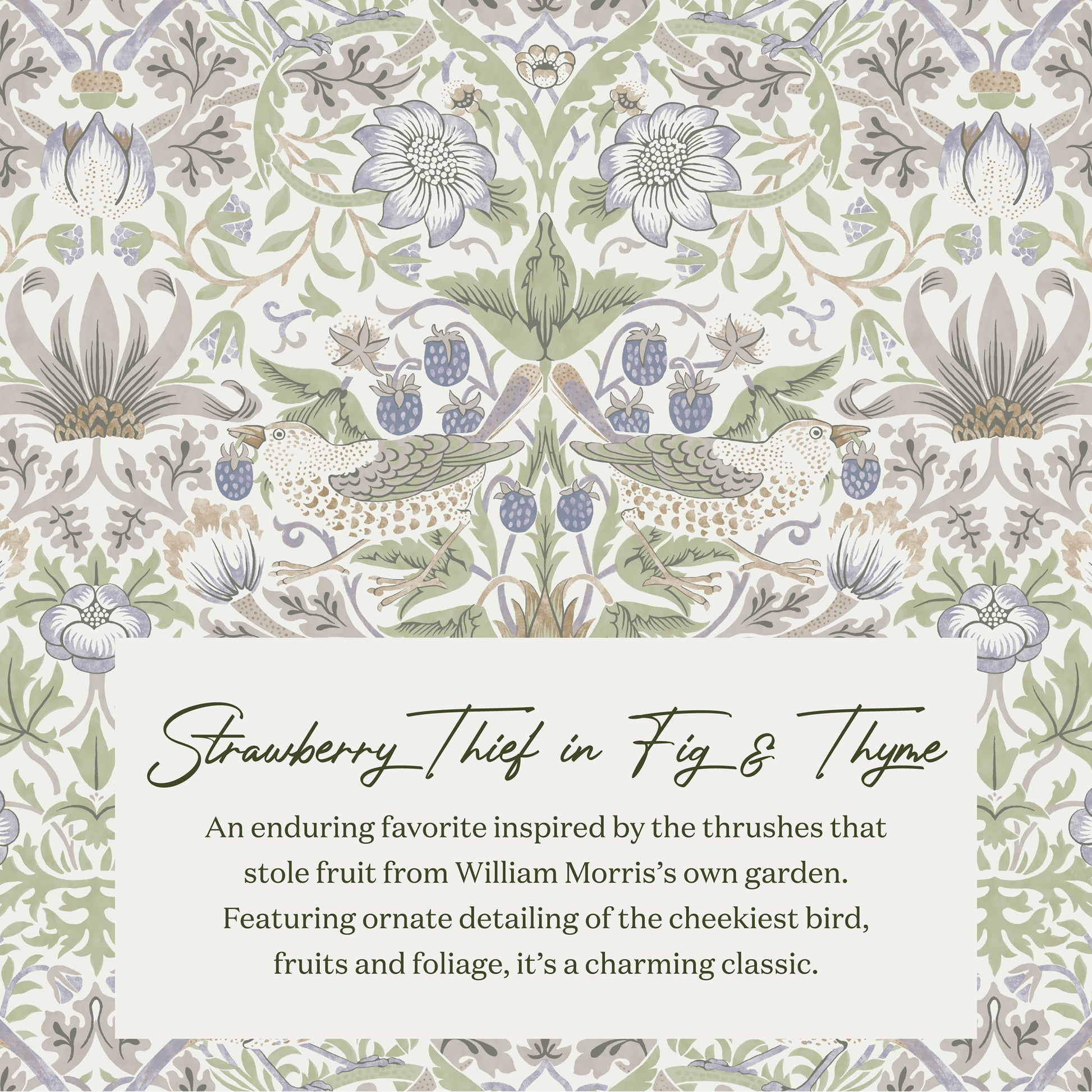 M30985TTFTDF,Namesake,Morris & Co. x Namesake Tuffet Storage Ottoman Strawberry Thief in Fig&Thyme w/DarkWood Ball Feet