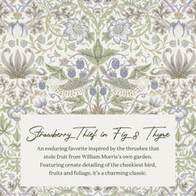 M30985TTFTDF,Namesake,Morris & Co. x Namesake Tuffet Storage Ottoman Strawberry Thief in Fig&Thyme w/DarkWood Ball Feet