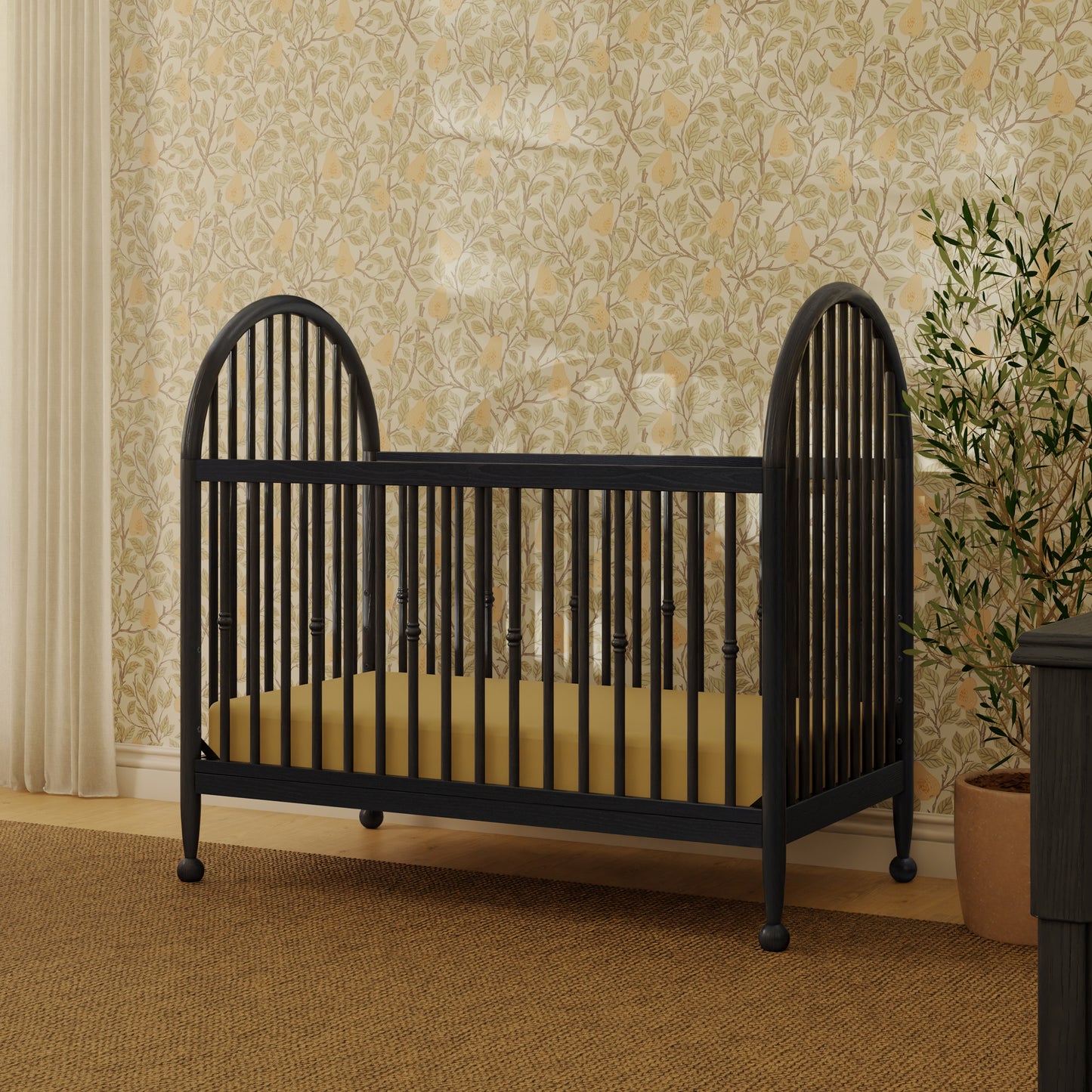 M31401AB,Namesake,Alouette 3-in-1 Convertible Spindle Crib in Archival Black
