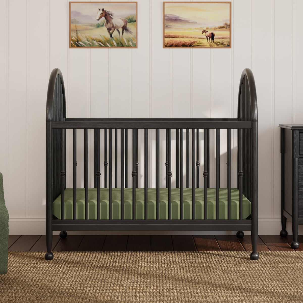 M31401AB,Namesake,Alouette 3-in-1 Convertible Spindle Crib in Archival Black