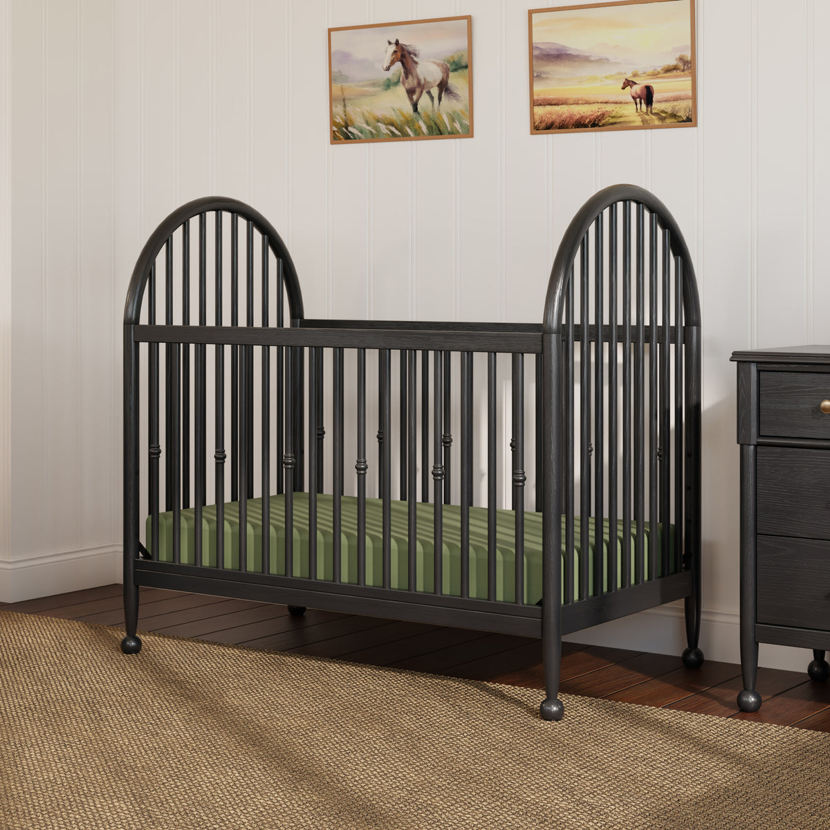 M31401AB,Namesake,Alouette 3-in-1 Convertible Spindle Crib in Archival Black
