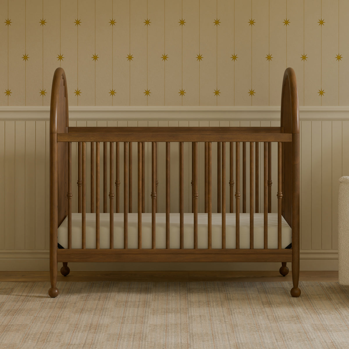M31401NL,Namesake,Alouette 3-in-1 Convertible Spindle Crib in Natural Walnut