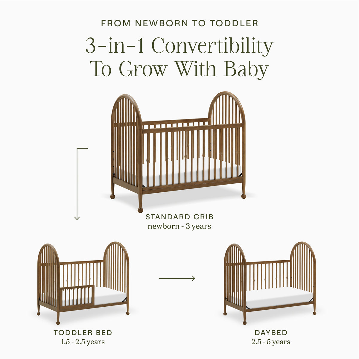 M31401NL,Namesake,Alouette 3-in-1 Convertible Spindle Crib in Natural Walnut