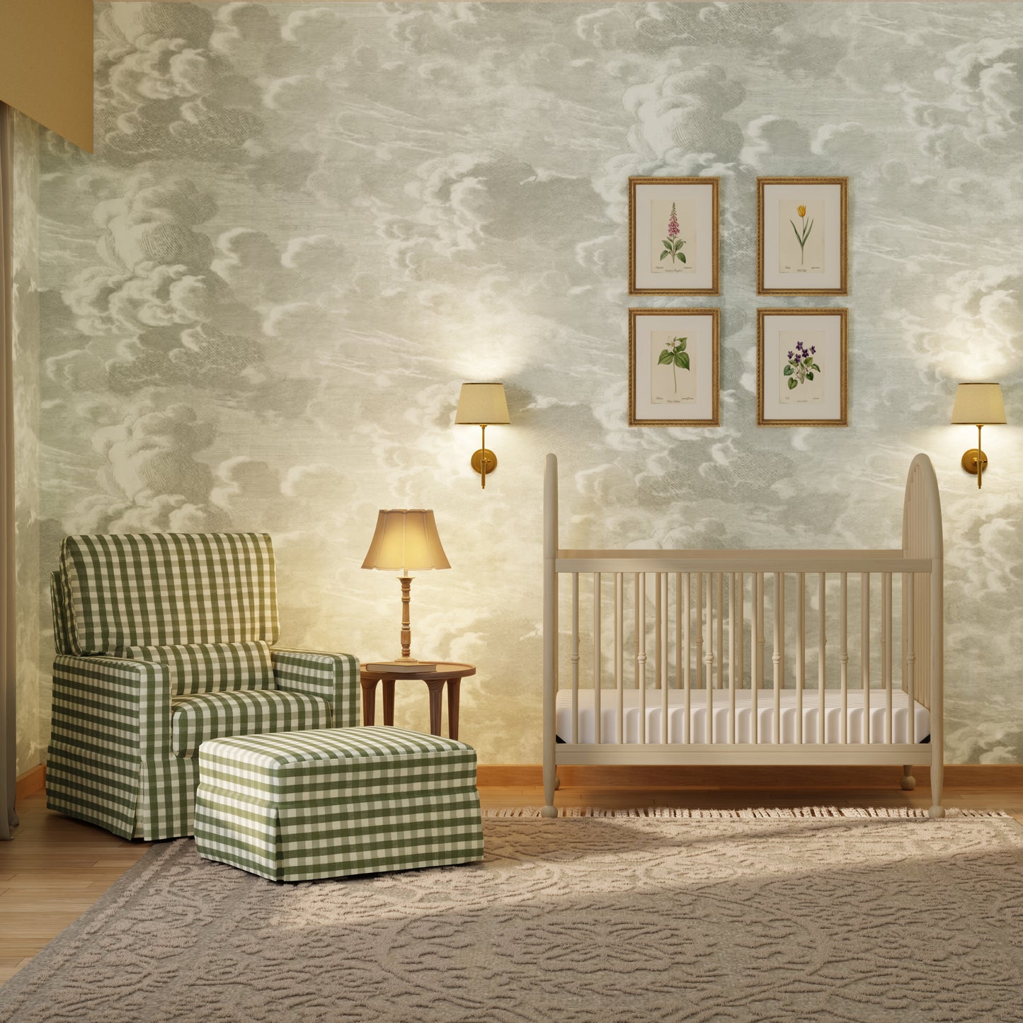 M31401WP,Namesake,Alouette 3-in-1 Convertible Spindle Crib in Washed Pine