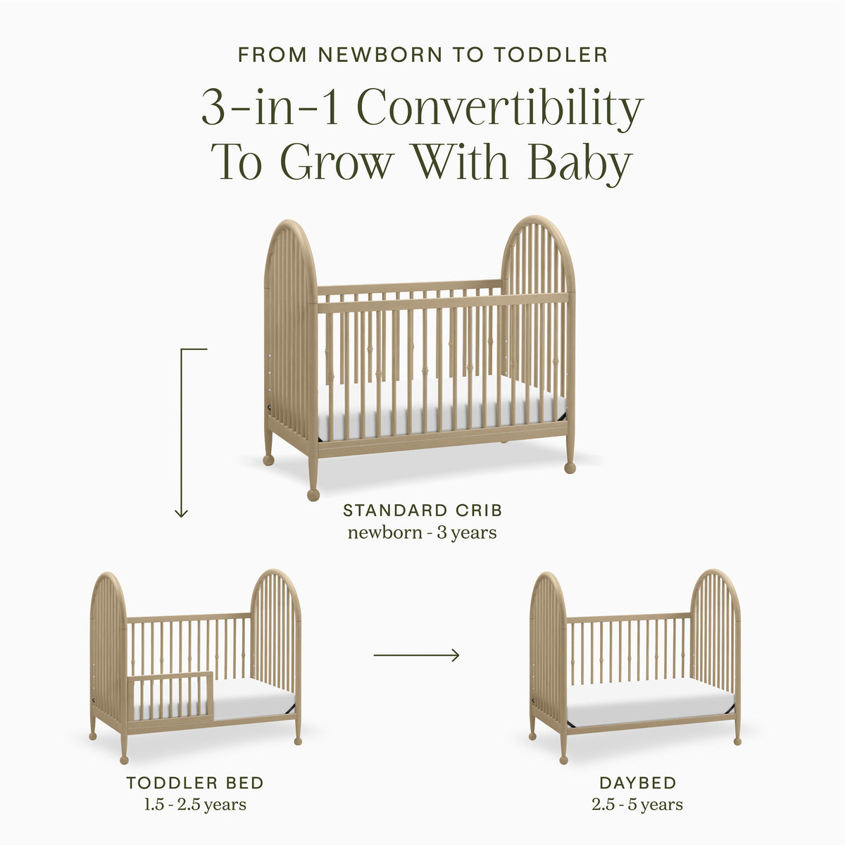 M31401WP,Namesake,Alouette 3-in-1 Convertible Spindle Crib in Washed Pine