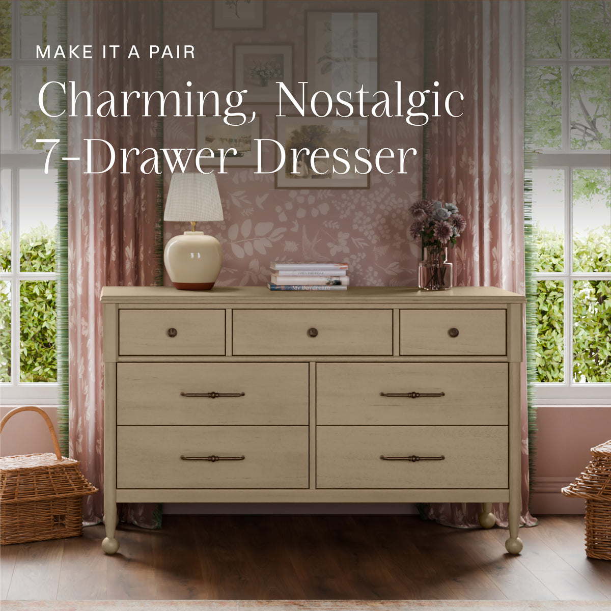 M31401WP,Namesake,Alouette 3-in-1 Convertible Spindle Crib in Washed Pine