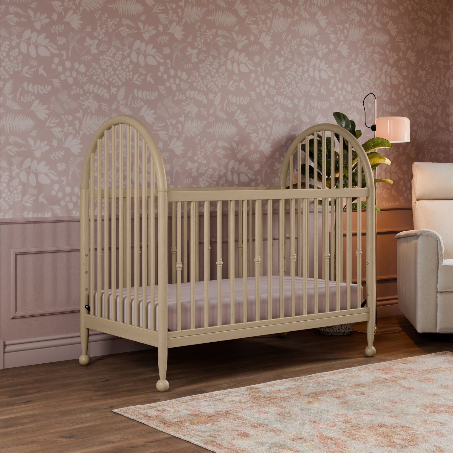 M31401WP,Namesake,Alouette 3-in-1 Convertible Spindle Crib in Washed Pine