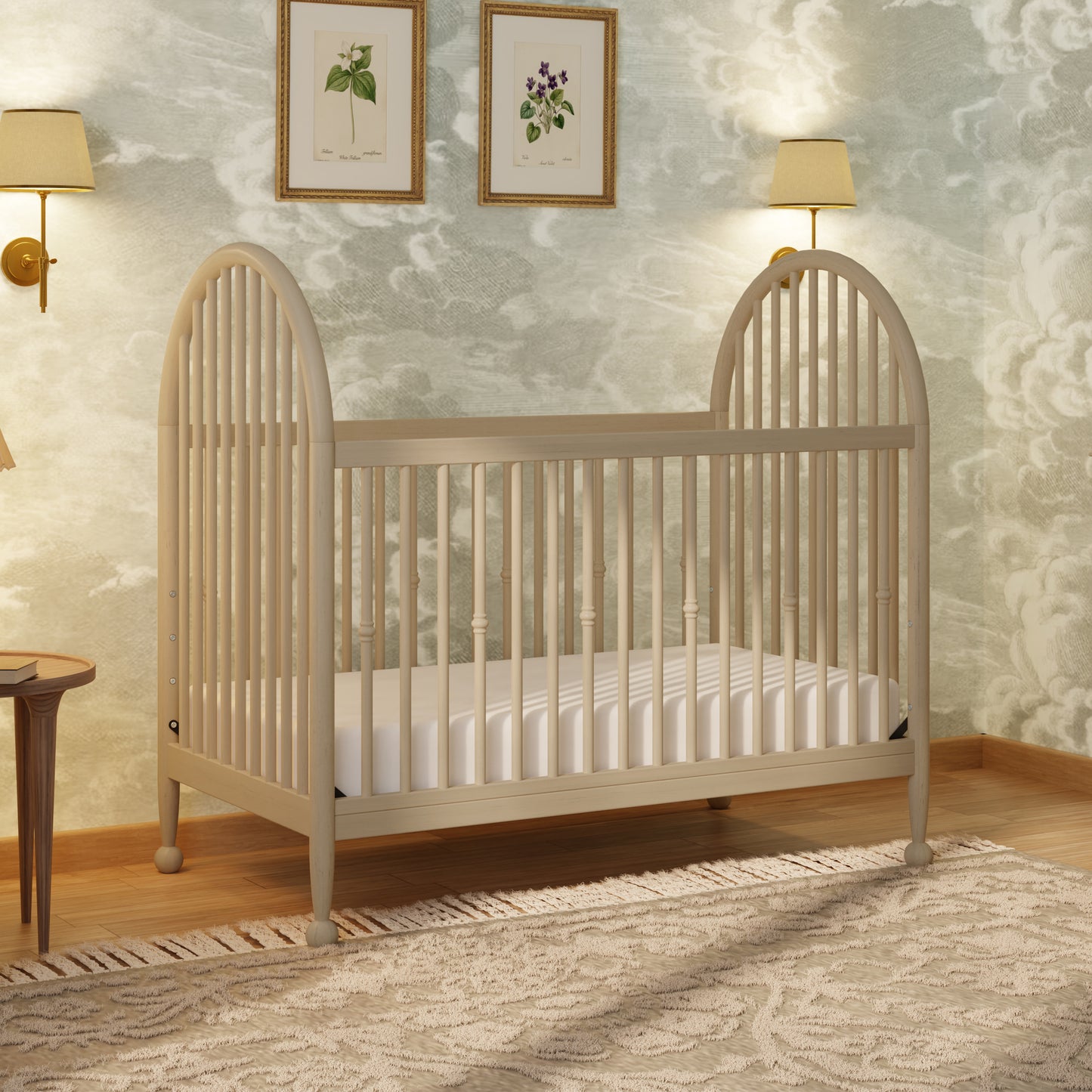M31401WP,Namesake,Alouette 3-in-1 Convertible Spindle Crib in Washed Pine