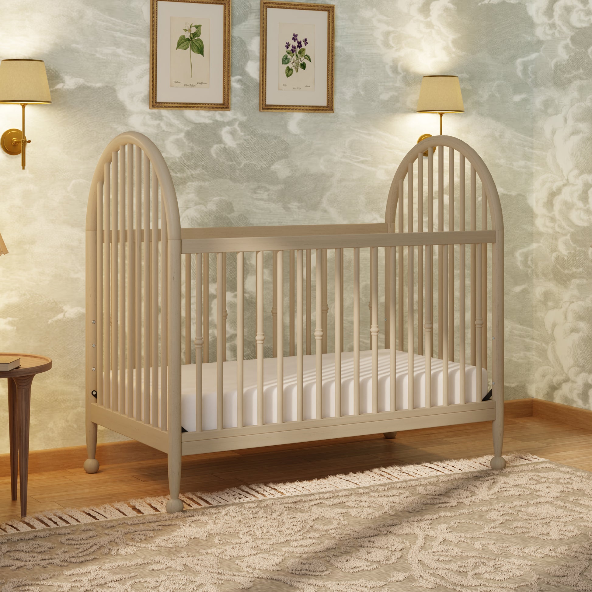 M31401WP,Namesake,Alouette 3-in-1 Convertible Spindle Crib in Washed Pine