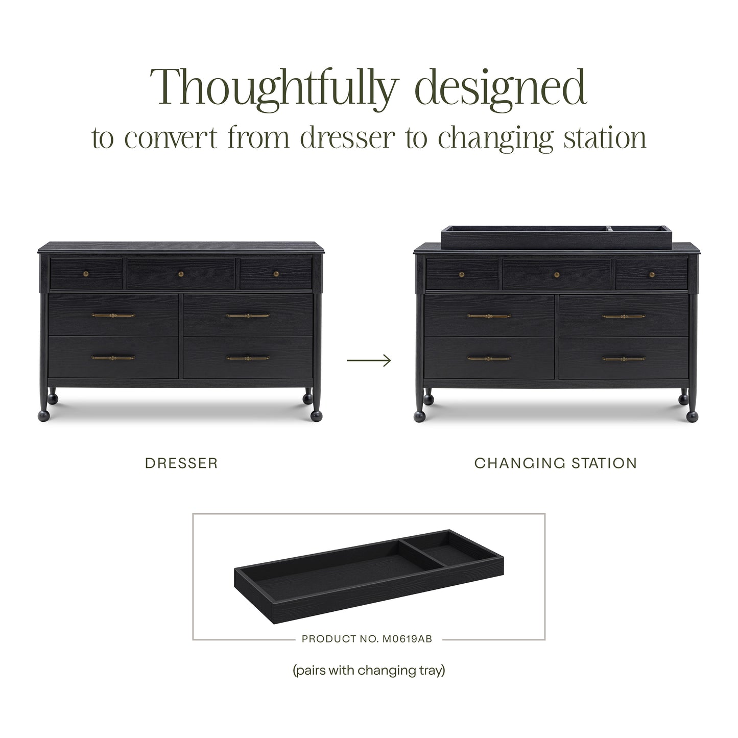 M31416AB,Namesake,Alouette 7-Drawer Assembled Dresser in Archival Black
