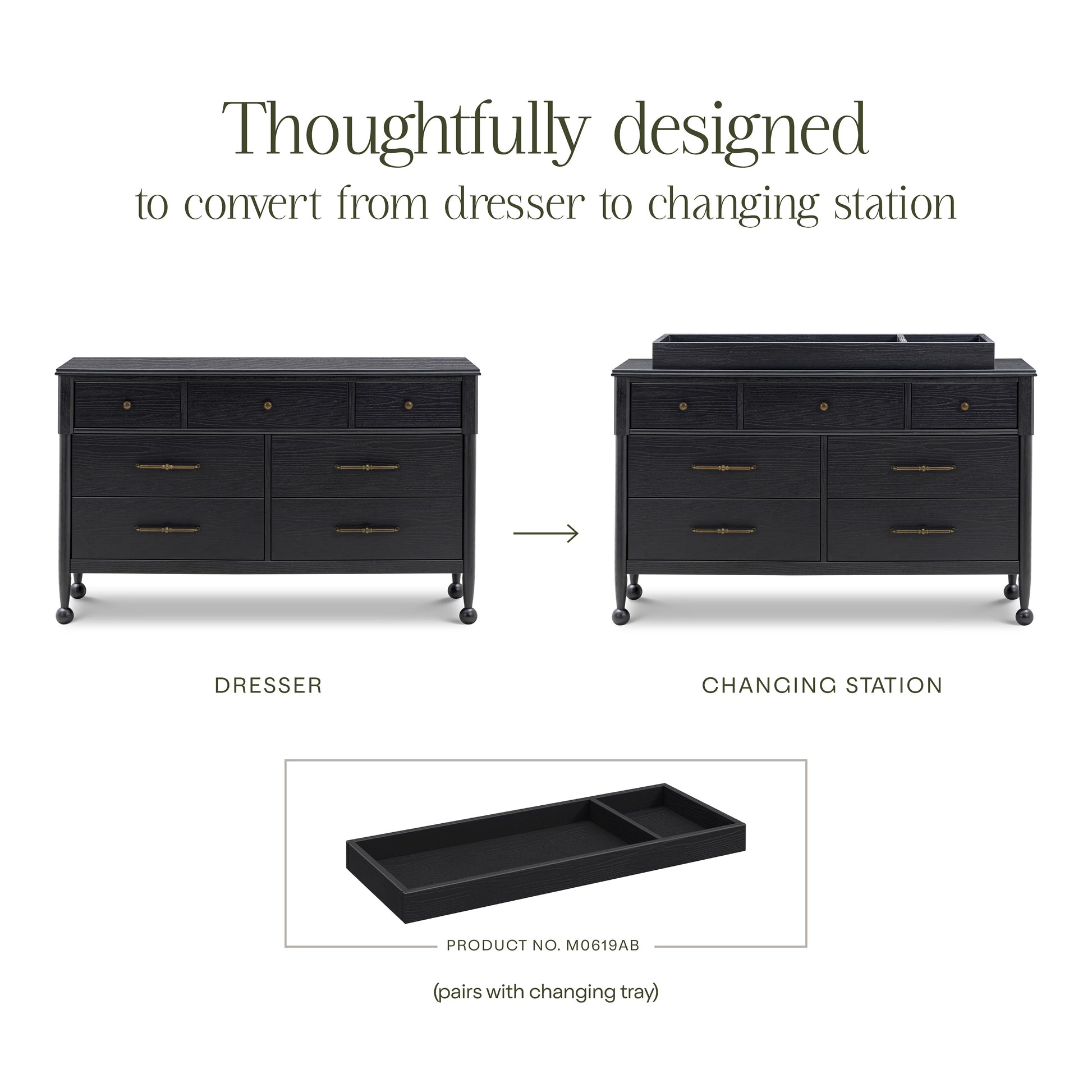 M31416AB,Namesake,Alouette 7-Drawer Assembled Dresser in Archival Black