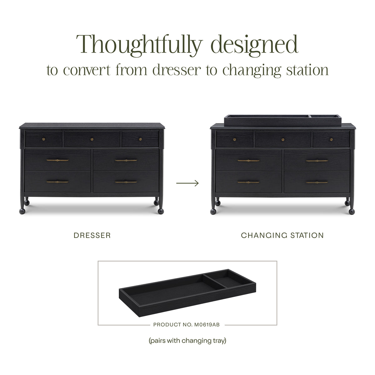 M31416AB,Namesake,Alouette 7-Drawer Assembled Dresser in Archival Black