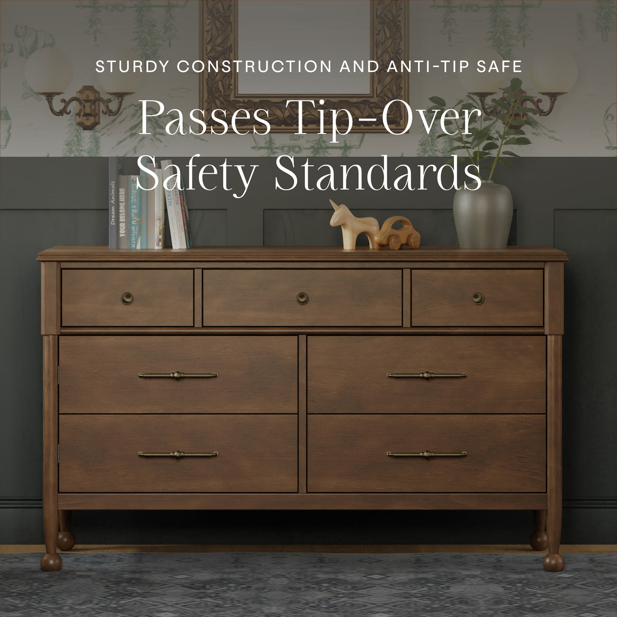 M31416NL,Namesake,Alouette 7-Drawer Assembled Dresser in Natural Walnut
