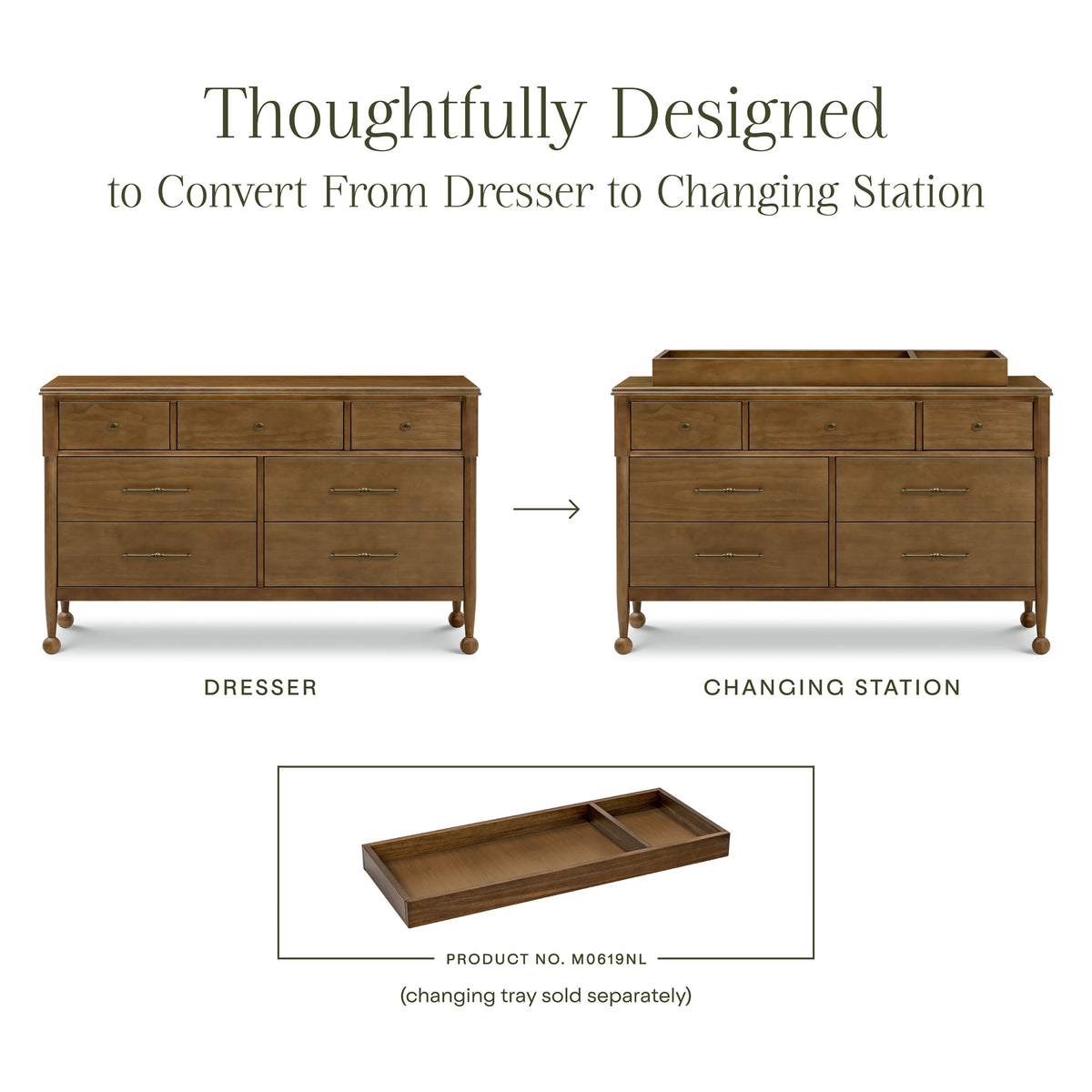 M31416NL,Namesake,Alouette 7-Drawer Assembled Dresser in Natural Walnut
