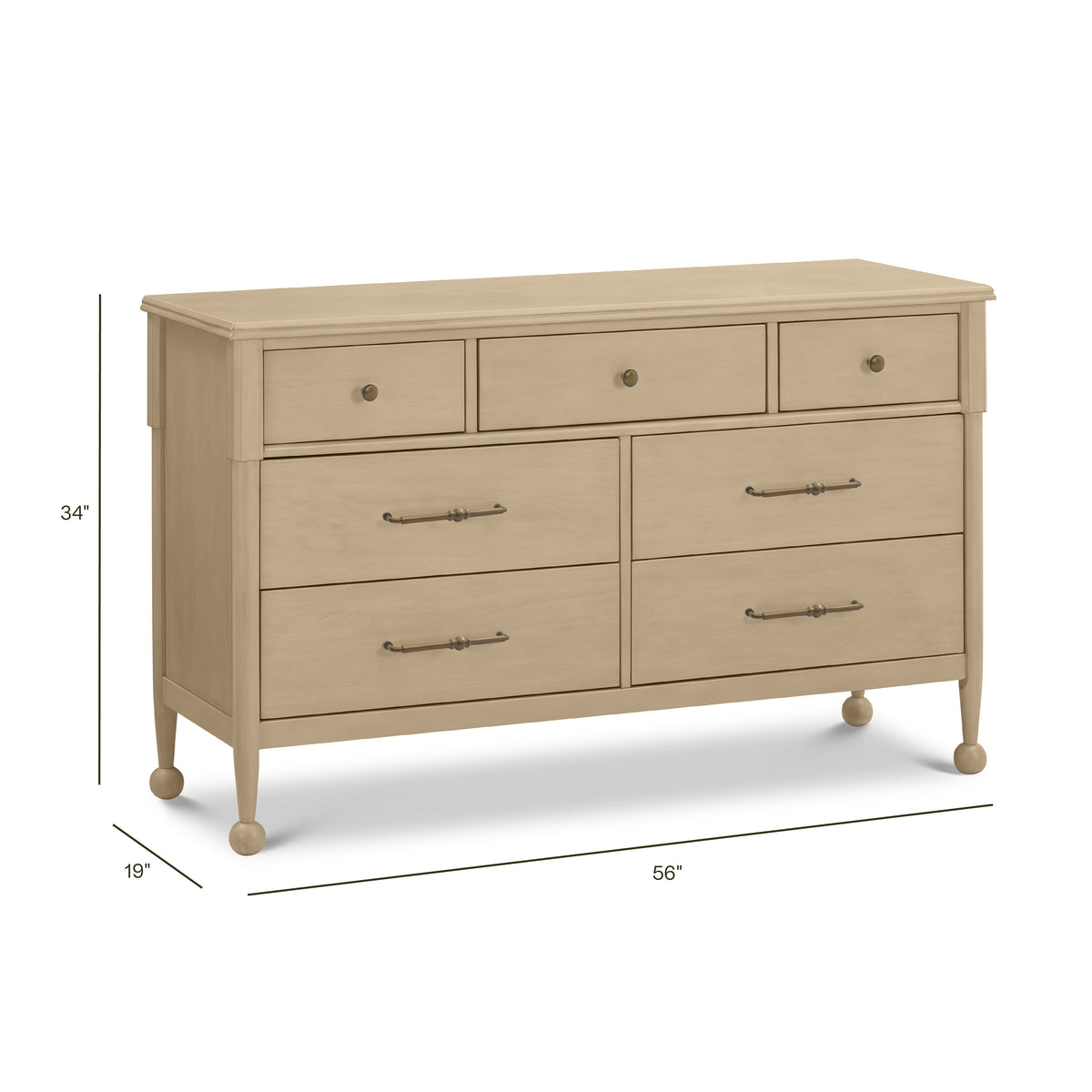 M31416WP,Namesake,Alouette 7-Drawer Assembled Dresser in Washed Pine