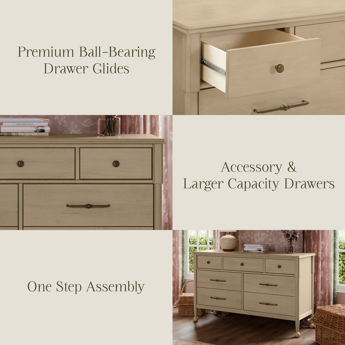 M31416WP,Namesake,Alouette 7-Drawer Assembled Dresser in Washed Pine