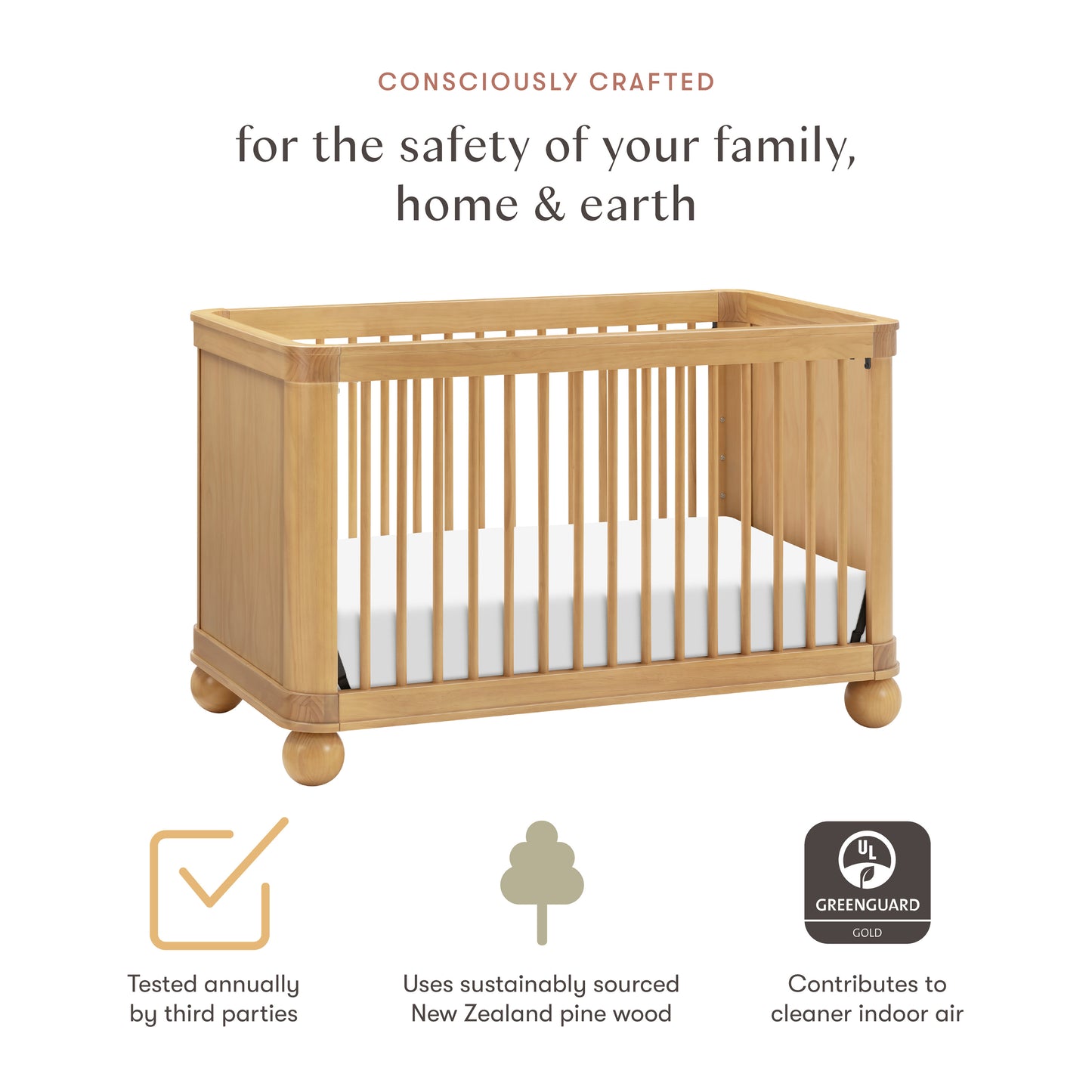 M31801HY,Babyletto,Crosby 3-in-1 Convertible Crib in Honey