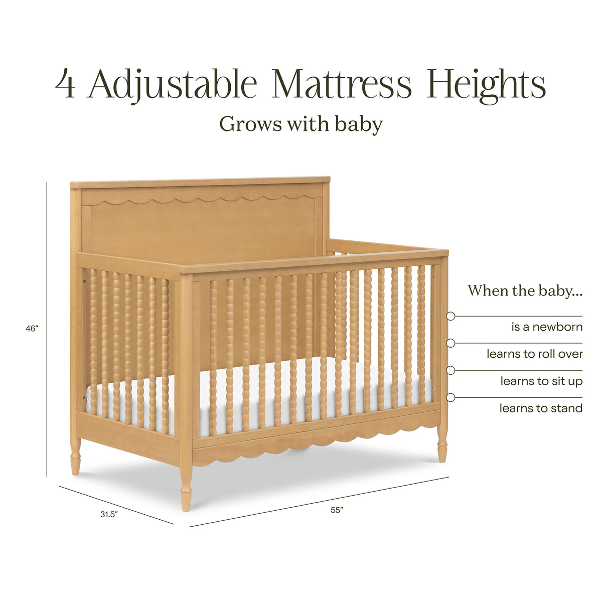 M32301HY,Namesake,Ambrosia 4-in-1 Convertible Crib in Honey