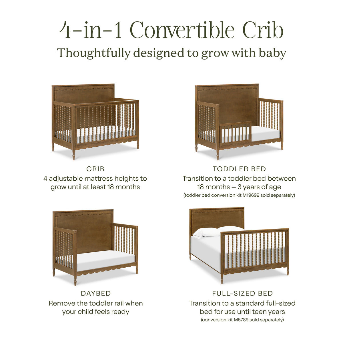 M32301NL,Namesake,Ambrosia 4-in-1 Convertible Crib in Natural Walnut